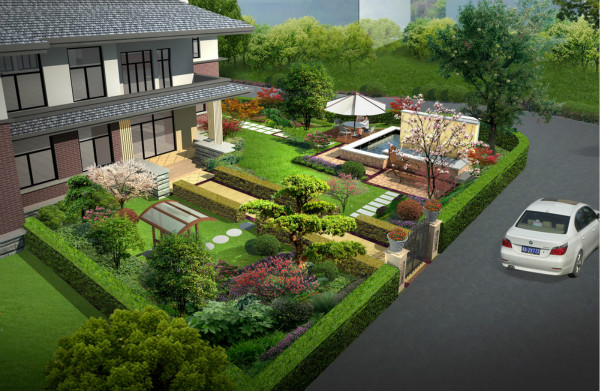 别墅庭院绿化设计效果图